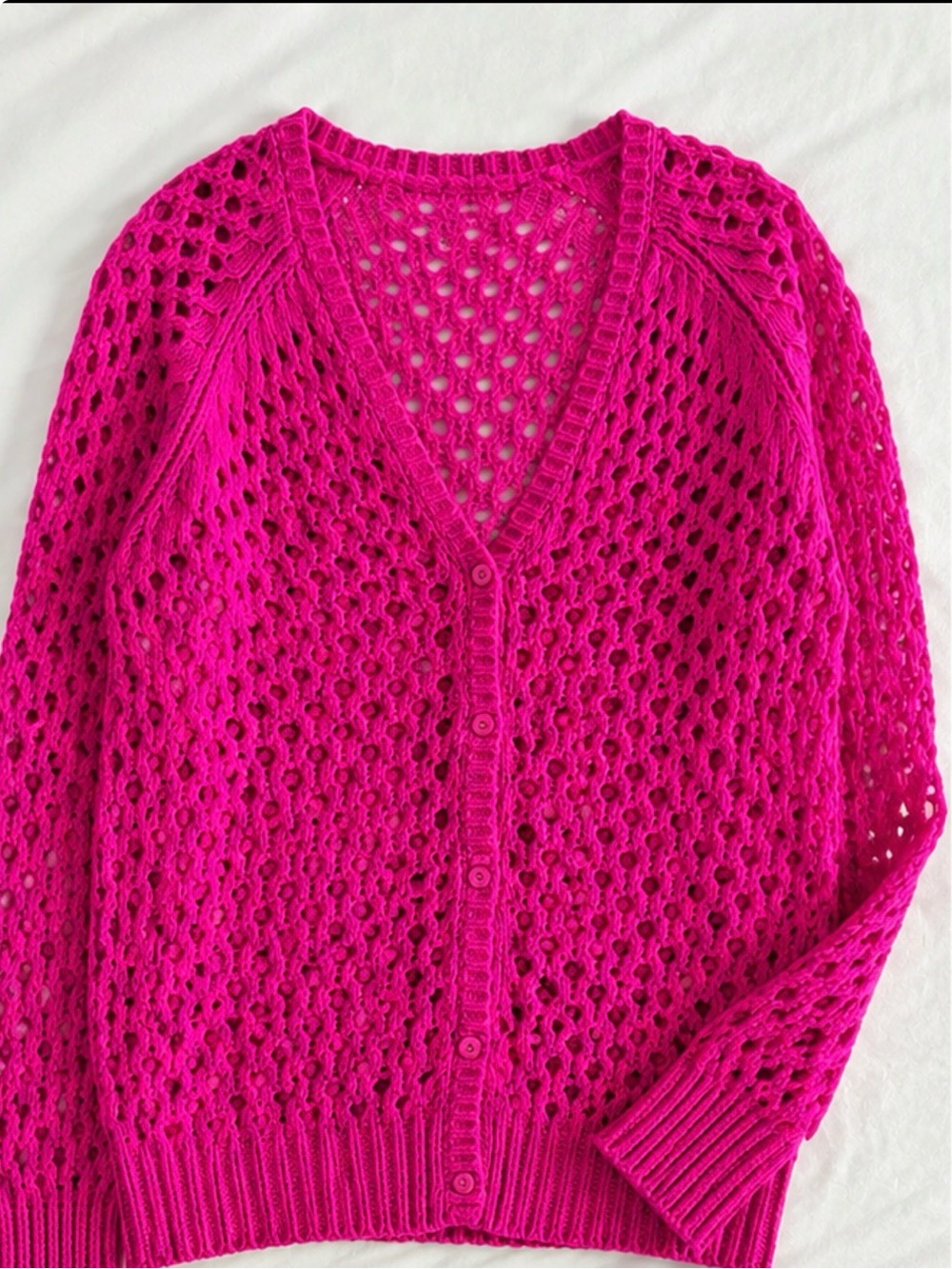 Crochet Sweater Cotton Blend Rose/Violet Small